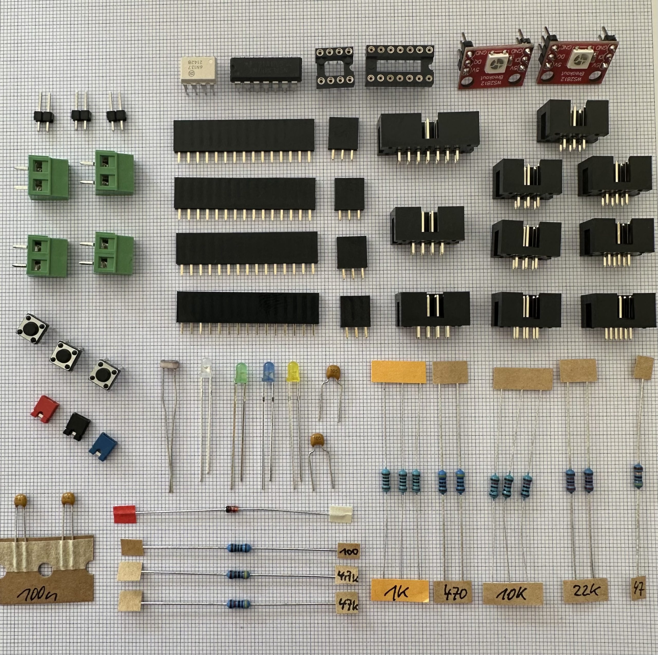 Bauteile für die Bestückung der Platine "Hauptplatine 101"