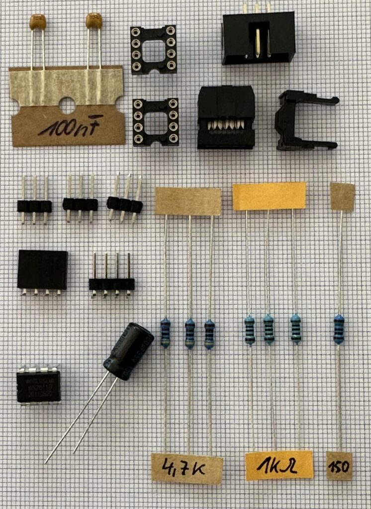 Bauteile für die Bestückung der Platine "Modul WS2811 Servo LED 510"